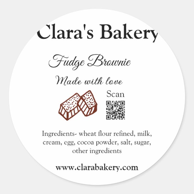 Backbraun mit Zutaten aus Liebe q r Runder Aufkleber (Vorderseite)