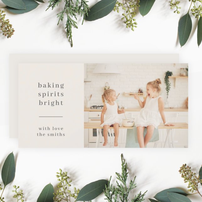 Backbrillanz | Fun Kids Foto neutral Feiertagskarte (Share your sweet holiday spirit with a modern Baking Spirits Bright card by Guava)