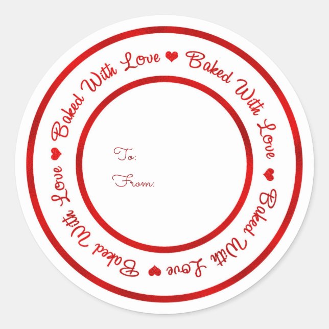 Backed with Liebe Leckerei Red Shine Modern Glam Runder Aufkleber (Vorderseite)
