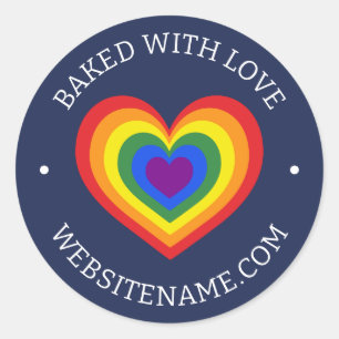 Backed with Liebe Rainbow Heart Custom Website Nav Runder Aufkleber