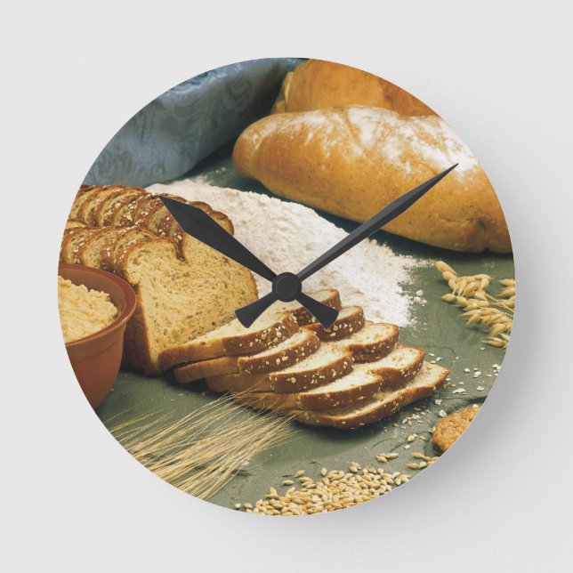 Backen-Brot Runde Wanduhr (Vorderseite)