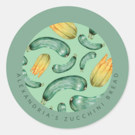 Backen | Ihr Name | Zucchini Brot Runder Aufkleber