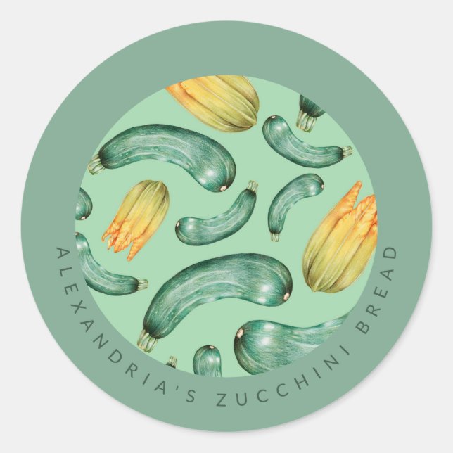 Backen | Ihr Name | Zucchini Brot Runder Aufkleber (Vorderseite)