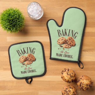 Backen ist Liebe, die essbar gemacht wird Ofenhandschuh & Topflappen-Set