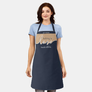 Backen ist Liebe in essbarer Form NAVY TAN Skript Schürze
