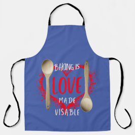 Backen ist Liebe sichtbar gemacht - blau Schürze