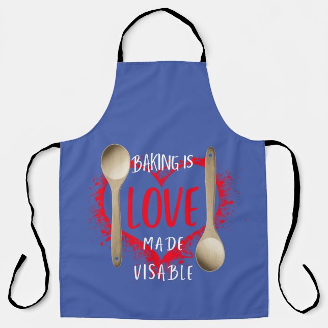 Backen ist Liebe sichtbar gemacht - blau Schürze (Vorderseite)