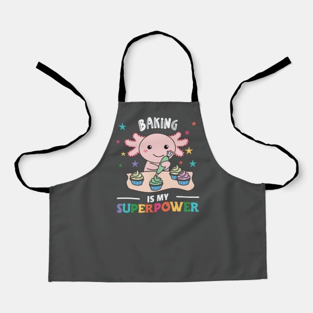 Backen ist meine Superpower Sweet Axolotl Kalkstei Schürze (Vorderseite)