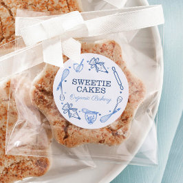 Backen & Kochen Navy Blau & Weiß Runder Aufkleber