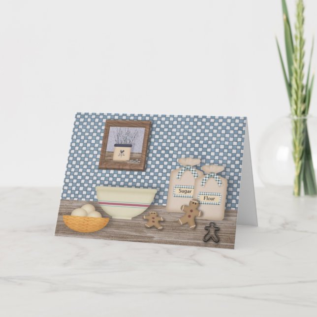 Backen-Lebkuchen-Mann-Großdruck-Weihnachtskarte Feiertagskarte (Vorderseite)