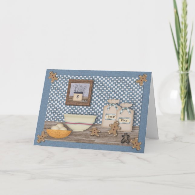 Backen-Lebkuchen-Mann-Weihnachtskarte Feiertagskarte (Vorderseite)