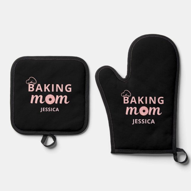 Backen Mama Personalisierte Geschenke für Mama Müt Ofenhandschuh & Topflappen-Set (Vorderseite)