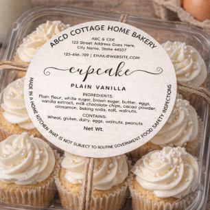 Backen Modern Cupcake Cottage Gesetz Etikett Runder Aufkleber