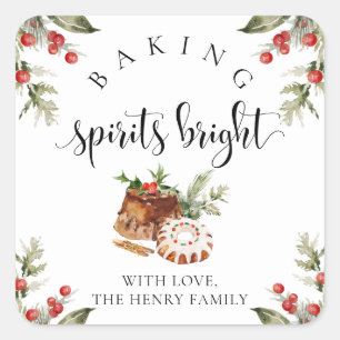 Backen Spirituosen Helle Weihnachtsgeschenk Aufkle Quadratischer Aufkleber