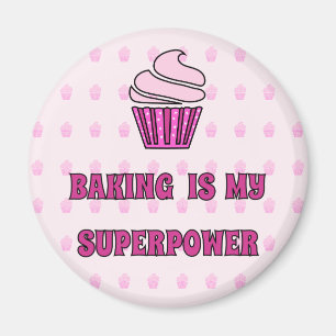 Backen Superpower rosa Kuchen Magnet