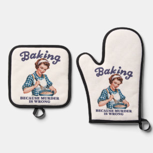 Backen, weil Mord falsch ist Ofenhandschuh & Topflappen-Set