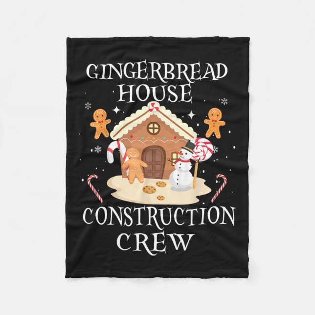 Backen Xmas Gingerbrot House Construction Crew De Fleecedecke (Vorderseite)