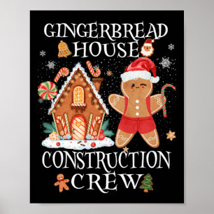 Backen Xmas Gingerbrot House Construction Crew De Poster
