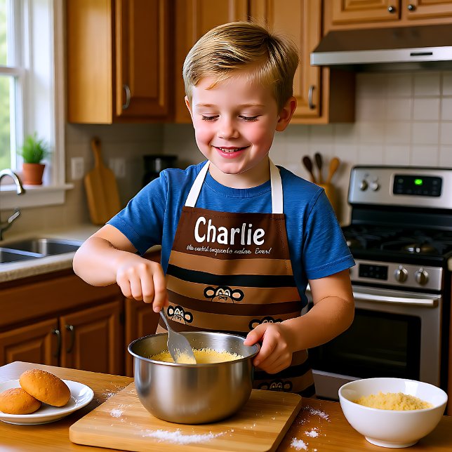 Backenaffe Schürze (Cheeky monkeys brown custom text apron)