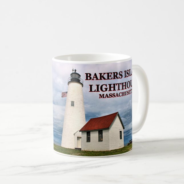 Bäcker-Insel-Leuchtturm, Massachusetts-Tasse Kaffeetasse (VorderseiteRechts)
