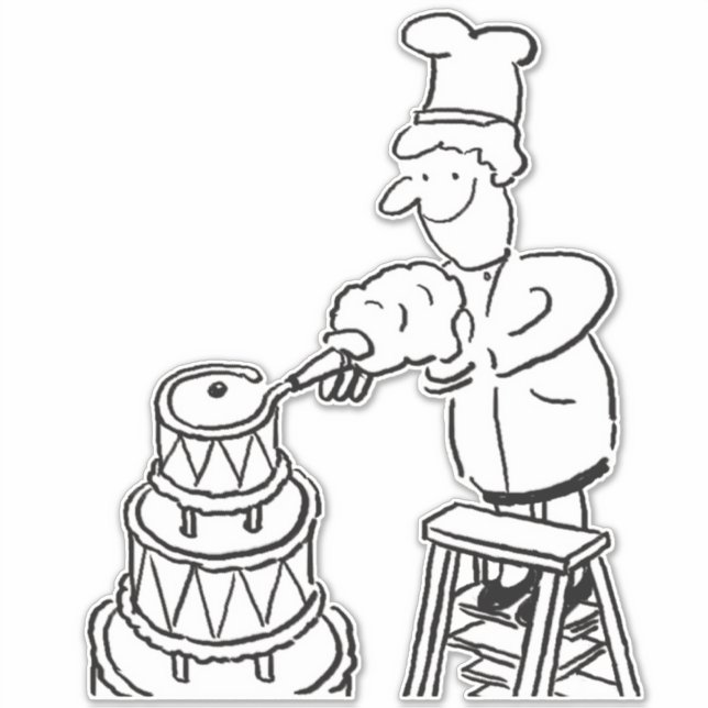 Bäcker, Kuchenbacken und Backwaren. Funny Cartoon Aufkleber (Vorderseite)