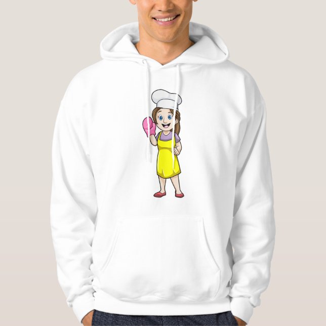 Bäcker mit Kochhandschuh und Schürze aus Ofen Hoodie (Vorderseite)