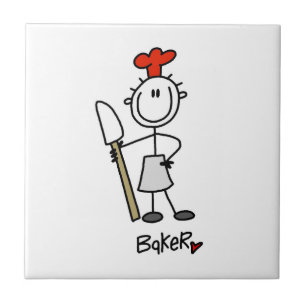 Bäcker mit Teigschaber Fliese