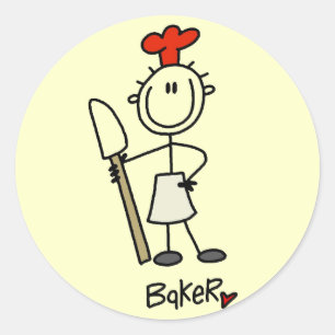 Bäcker mit Teigschaber T-Shirts und Geschenke Runder Aufkleber
