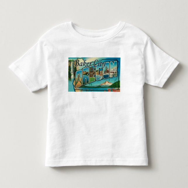 Bäcker-Stadt, Oregon - große Buchstabe-Szenen Kleinkind T-shirt (Vorderseite)