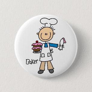 Bäcker-Strichmännchen-Knopf Button