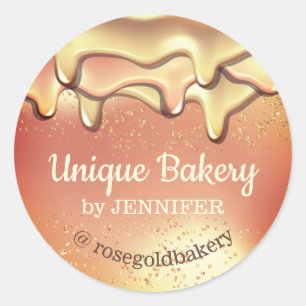 Bäckerei Abstract Rose Gold Tröpfelnder Honig Runder Aufkleber