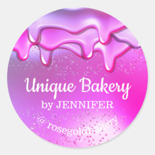Bäckerei Abstrakter Glitter rosa einzigartige Gebä Runder Aufkleber
