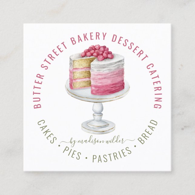 Bäckerei Baker Dessert Catering Business Card Quadratische Visitenkarte (Vorderseite)