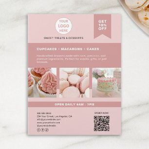 Bäckerei Benutzerdefiniertes Logo Rosa Flyer