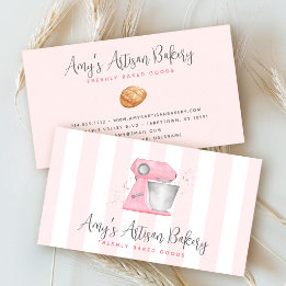 Bäckerei Blush Pink Kitchen Standmixer Streifen Ko Visitenkarte