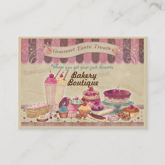 Bäckerei Boutique Cakes & Patisserie Business Card Visitenkarte (Vorderseite)