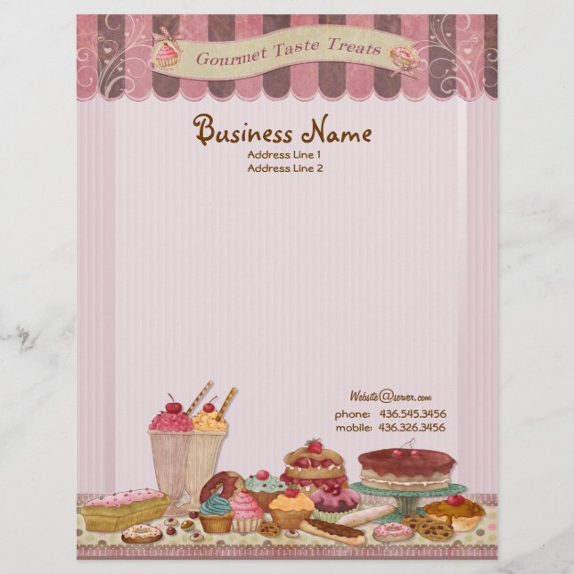 Bäckerei Boutique Kuchen & Konditorei Letterhead Briefbogen (Vorderseite)