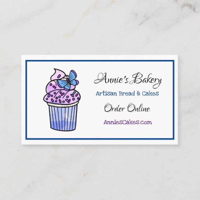 Bäckerei | Butterfly Cupcake Visitenkarte (Vorderseite)