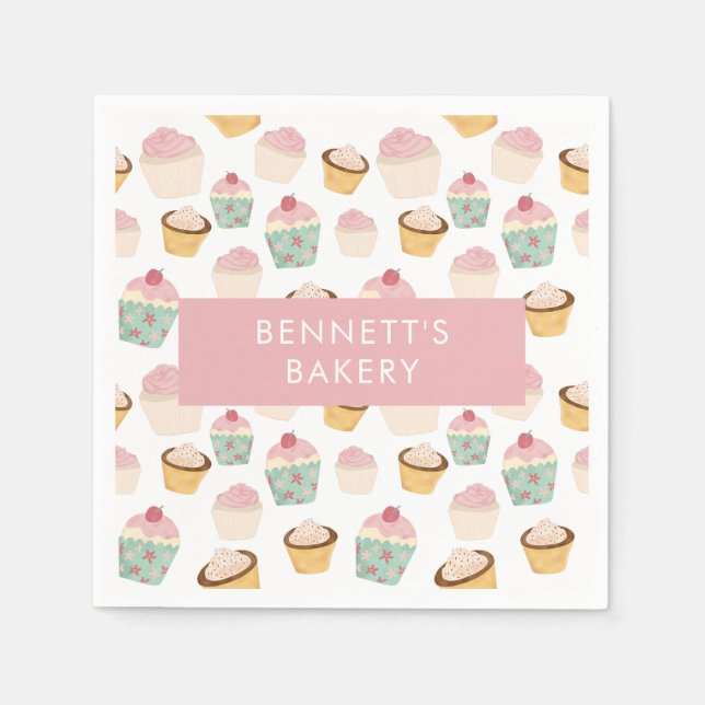 Bäckerei Café Cupcake Geschäftsreise Serviette (Vorderseite)
