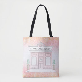 Bäckerei Cafe Illustration | Rosa Glitzer Tote Tas Tasche