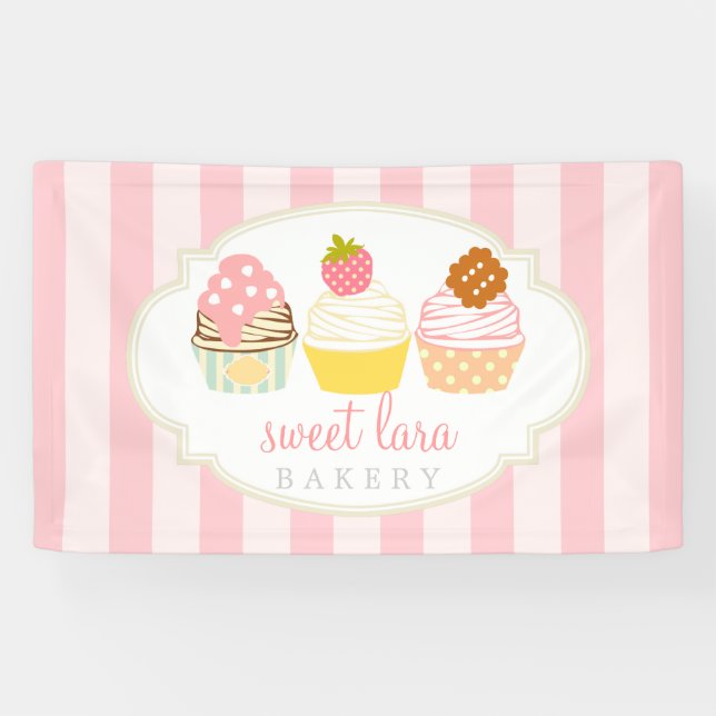 Bäckerei-Café-Retro süße Kuchen-niedliche Butike Banner (Horizontal)