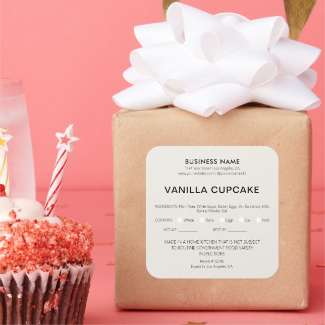 Bäckerei Cake Zuhause — Legale Lebensmittellizenz Quadratischer Aufkleber (Party)