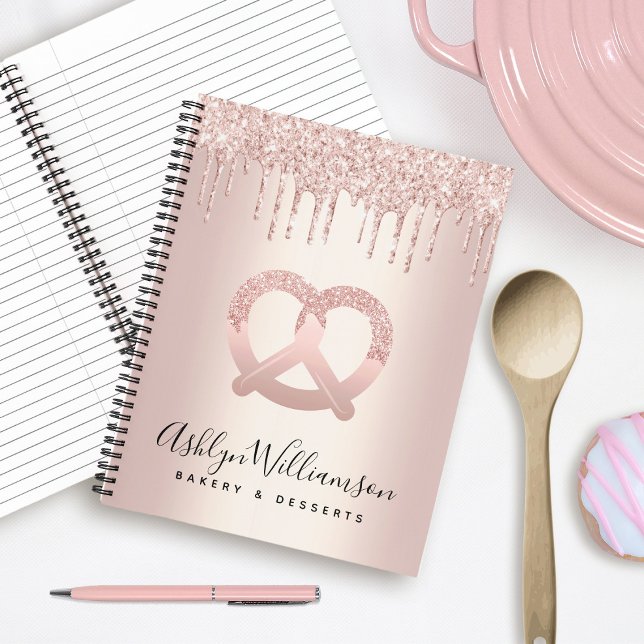 Bäckerei Catering Konditorei Koch Rose Gold Glitze Notizbuch (Von Creator hochgeladen)