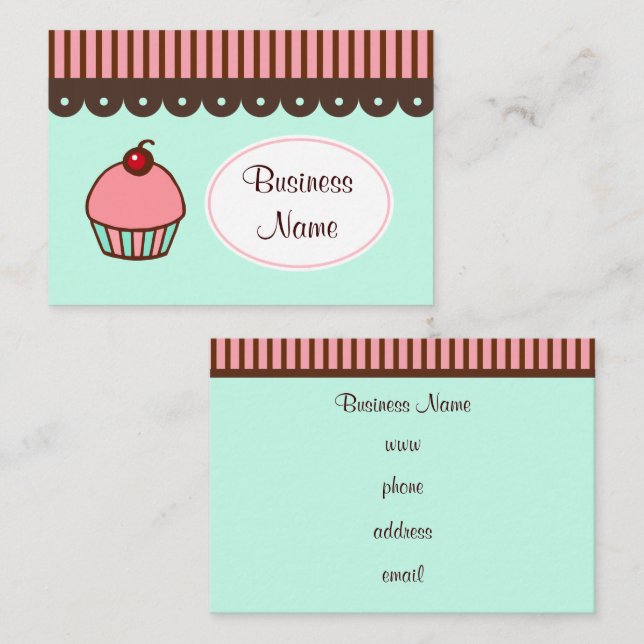 Bäckerei Cupcake Business Cards Visitenkarte (Vorne/Hinten)