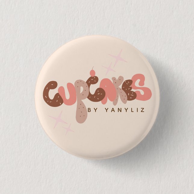 Bäckerei-Cupcake-Handlettering-Geschäft   Button (Vorderseite)