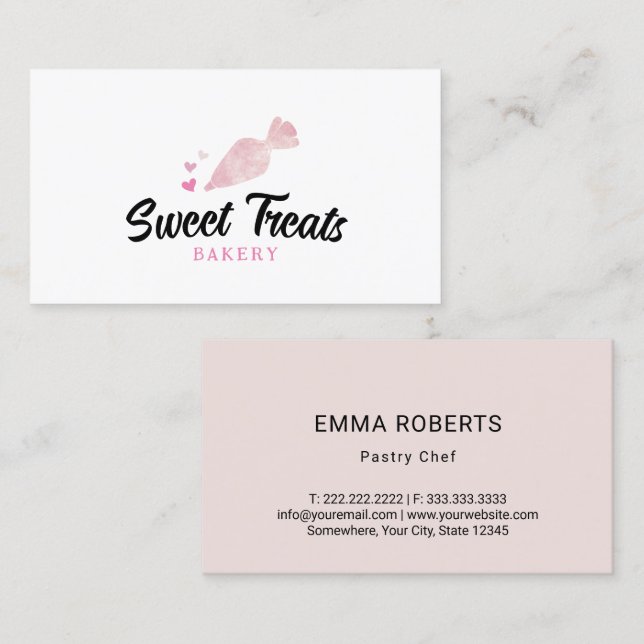 Bäckerei Cupcake Konditorei Kuchen Beutel Heftlogo Visitenkarte (Vorne/Hinten)