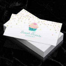 Bäckerei Cupcake Süßigkeiten Leckereien Gold Confe Visitenkarte