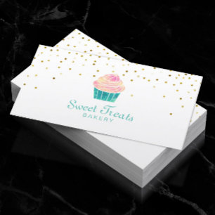 Bäckerei Cupcake Süßigkeiten Leckereien Gold Confe Visitenkarte