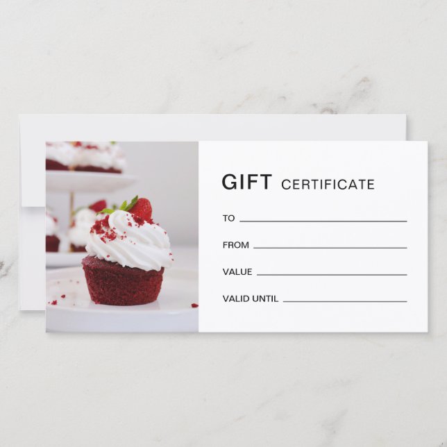 Bäckerei Custom Foto QR Weißes Geschenkgutschein (Vorderseite)