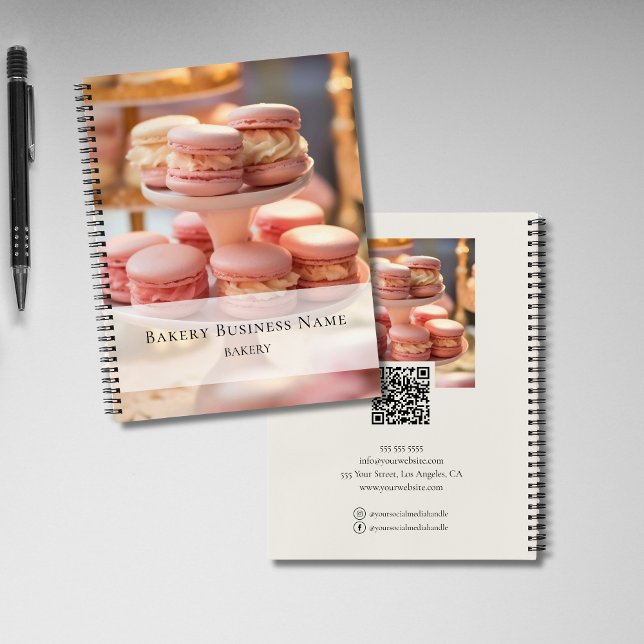 Bäckerei Custom Foto Social Media QR Code Notizbuch (Bakery Custom Photo Social Media QR Code Notebook)
